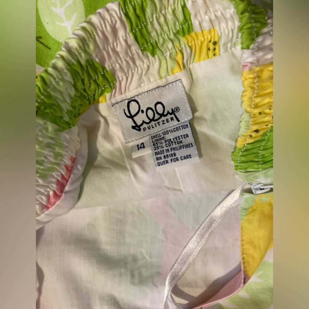 🍋Lilly Pulitzer Lemon Halter Dress Vintage White Label Girls Size 14 - Picture 2 of 8